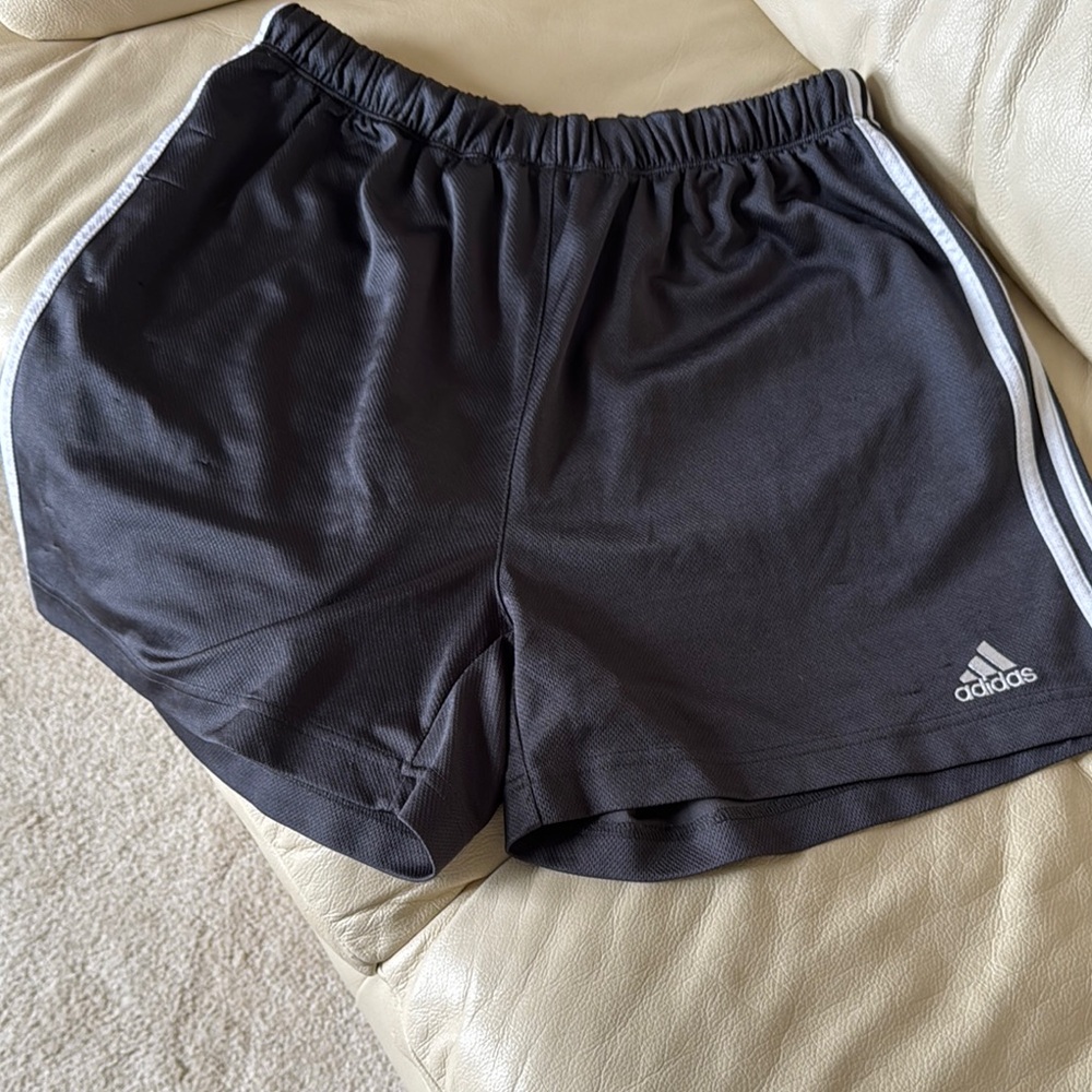 Adidas Charcoal Shorts with White Stripes